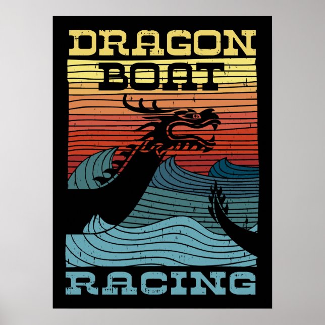 Dragon Boat Racing Retro Look Poster (Front)