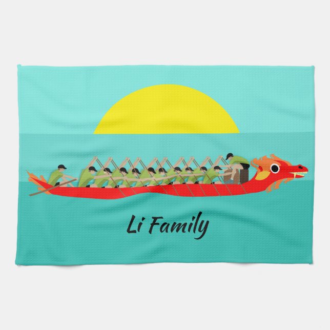 Dragon Boat Racing Tea Towel (Horizontal)