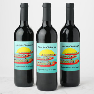 Dragon Boat Racing Wine Label