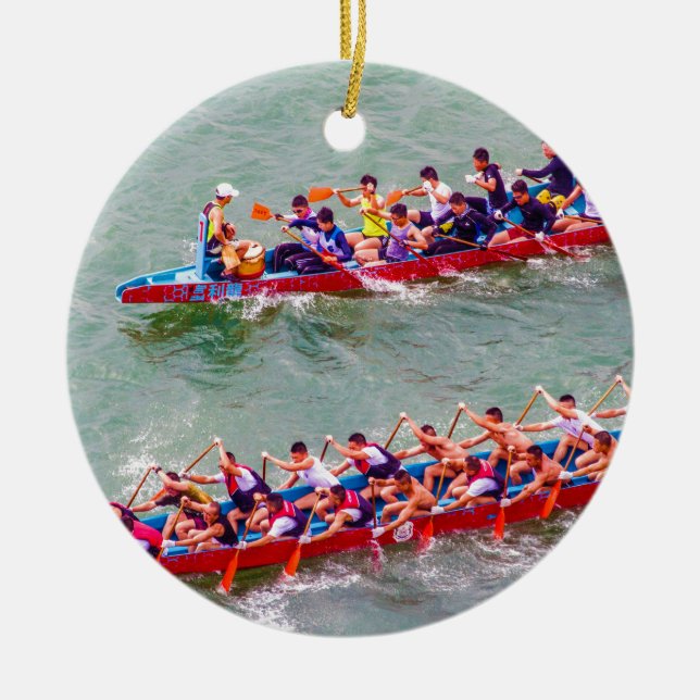 Dragon Boats Ceramic Tree Decoration (Front)