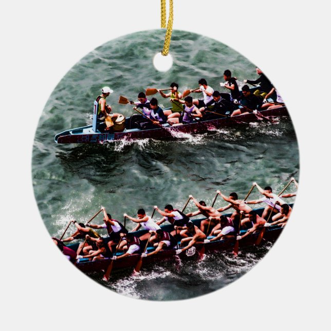 Dragon Boats e1 Ceramic Tree Decoration (Front)