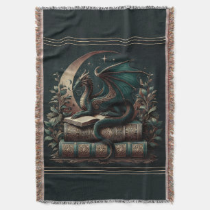 Dragon Book Blanket   Fantasy Reader Throw   Medie