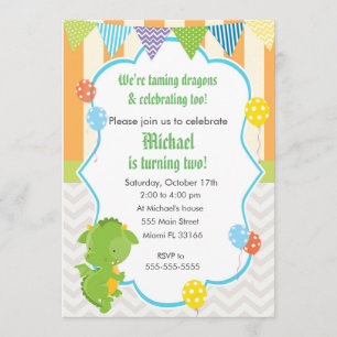 Dragon Boy Birthday Party Invitation Balloon