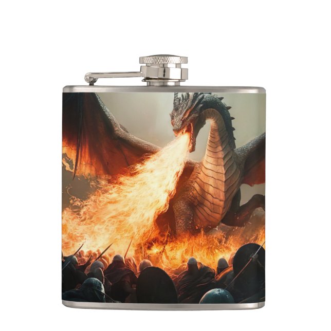 Dragon Breath in Mediaeval Battleground #2 Hip Flask (Front)