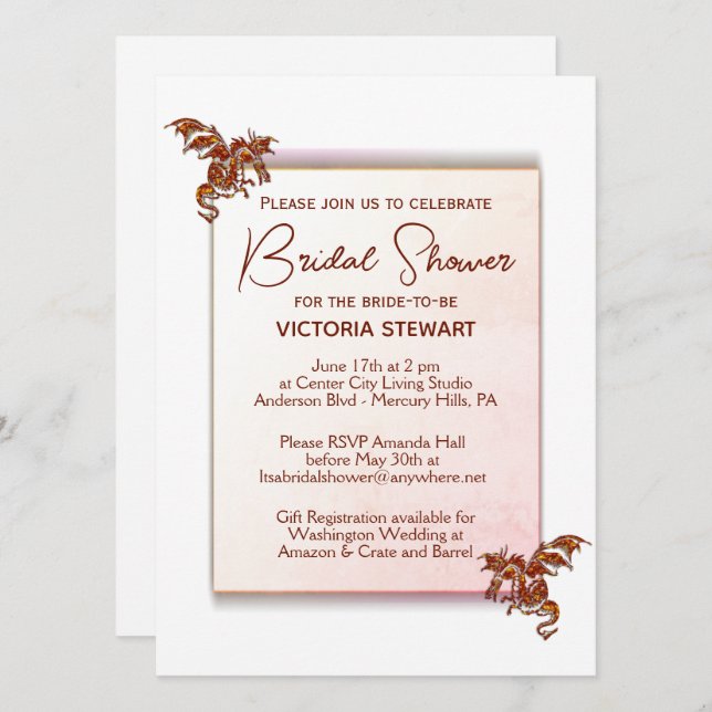 Dragon Bridal Shower Invitation (Front/Back)