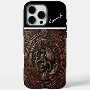 Dragon Carved in Leather iPhone 16 Pro Max Case