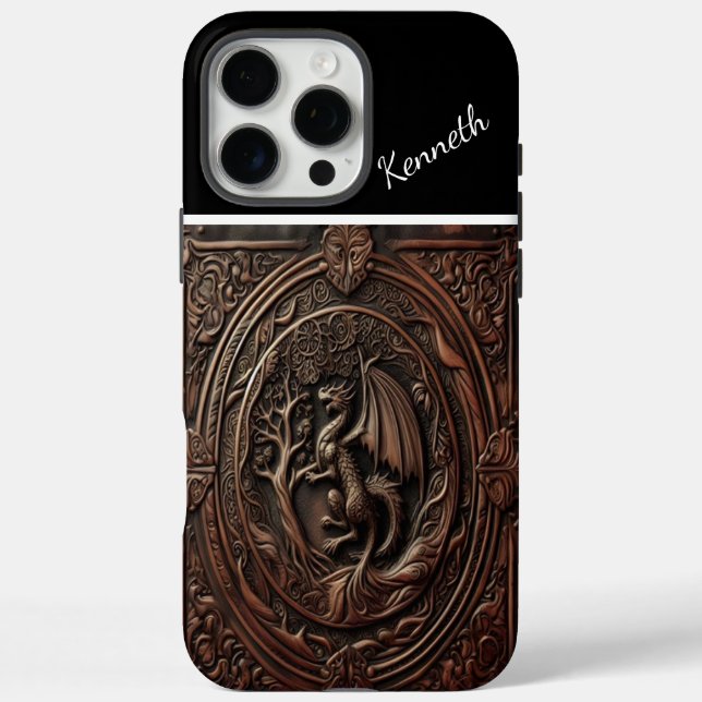 Dragon Carved in Leather Case-Mate iPhone Case (Back)