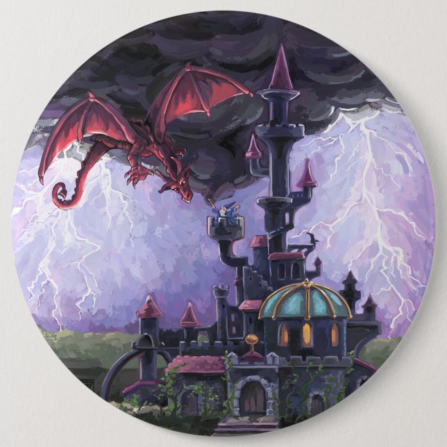 Dragon Castle 6 Cm Round Badge (Front)