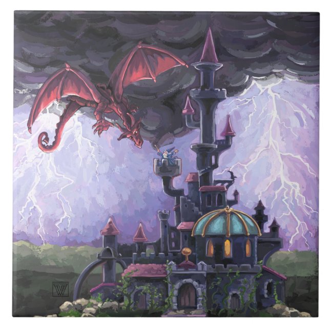 Dragon Castle Ceramic Tile (Front)