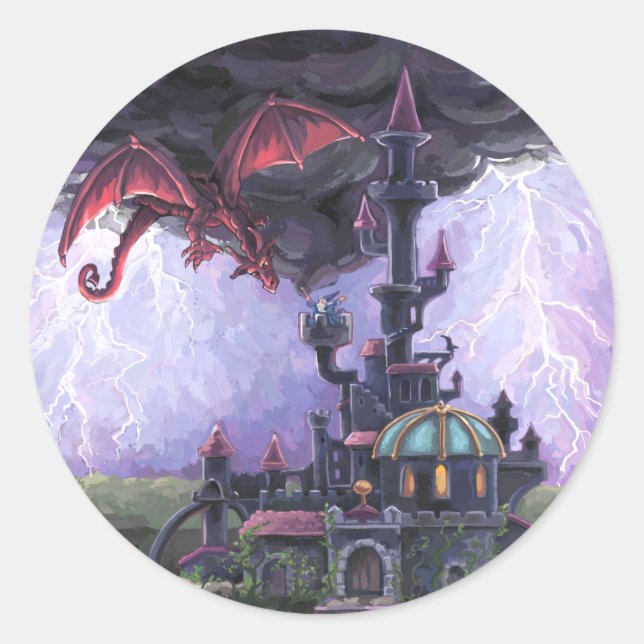Dragon Castle Classic Round Sticker (Front)