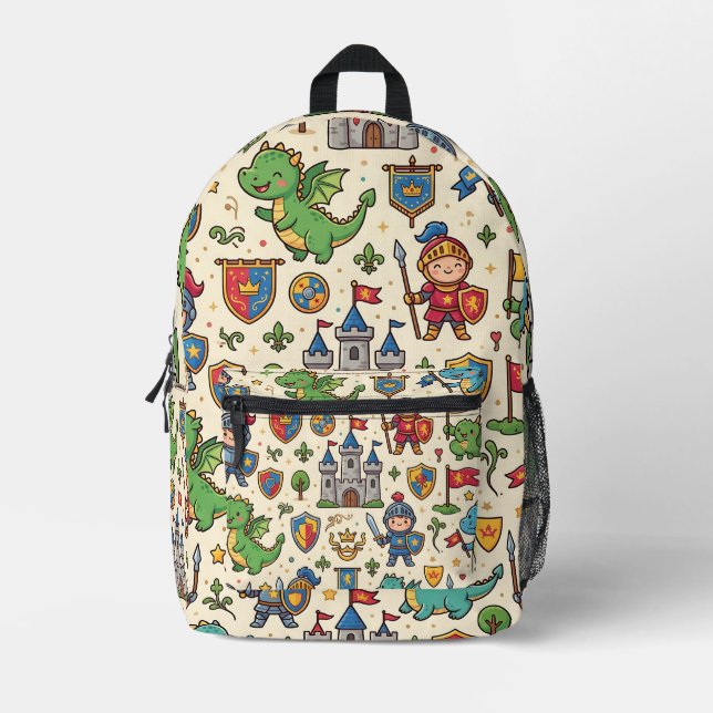 Dragon Castle Mediaeval Pattern Backpack (Front)