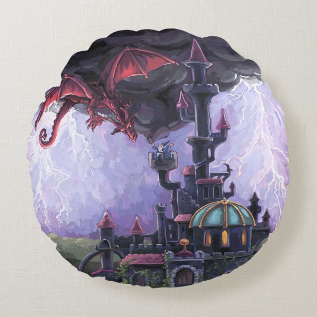 Dragon Castle Round Cushion (Front)