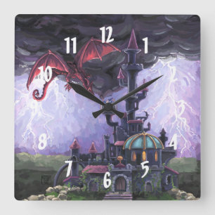 Dragon Castle Square Wall Clock