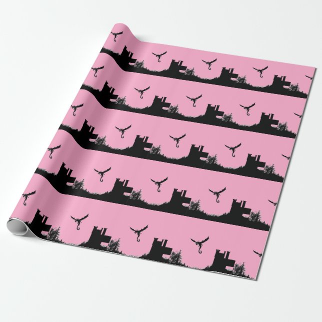 Dragon Castle Wrapping Paper (Unrolled)