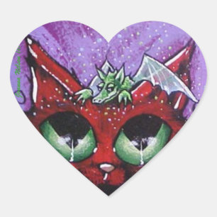 dragon cat heart sticker