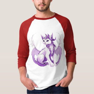 Dragon Cat Wizard – Black, White, & Purple Fantasy T-Shirt