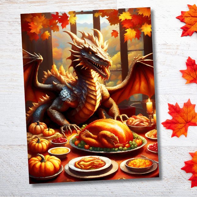 Dragon Celebrating Thanksgiving  Postcard (Creator Uploaded)