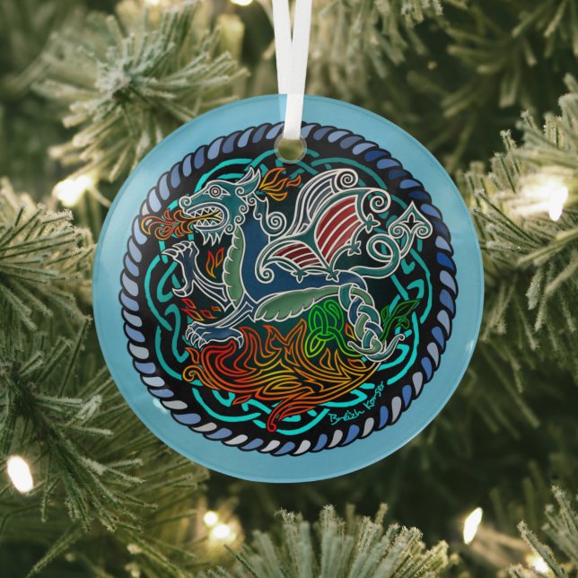 Dragon Celtic Glass Tree Decoration (Insitu)