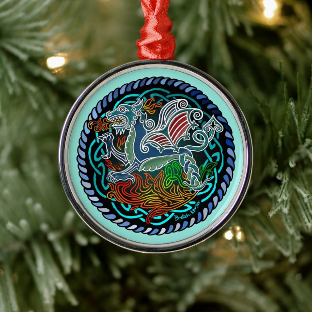 Dragon Celtic Metal Ornament (Tree)