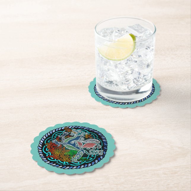 Dragon celtique paper coaster (Insitu)