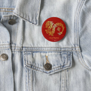 Dragon Chinese Zodiac Horoscope Constellation Sign 6 Cm Round Badge