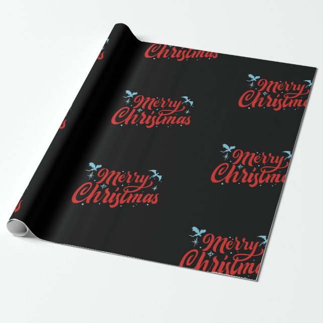 Dragon Christmas Wrapping Paper (Unrolled)