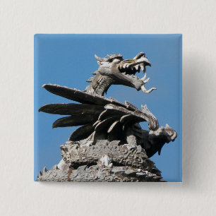 Dragon, City Hall Cardiff, Wales, UK 15 Cm Square Badge