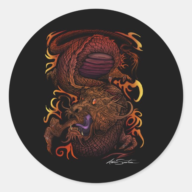 Dragon Classic Round Sticker (Front)