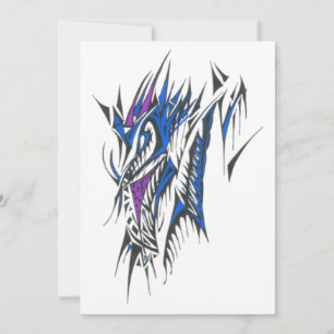 Dragon Colourful Abstract Tribal Tattoo Art Thank You Card