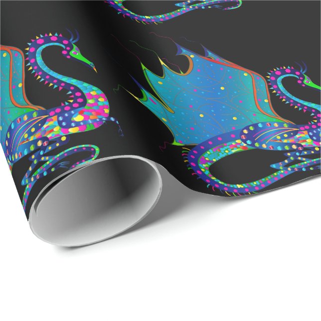 Dragon Colourful Kaleidoscope Collection Wrapping Paper (Roll Corner)