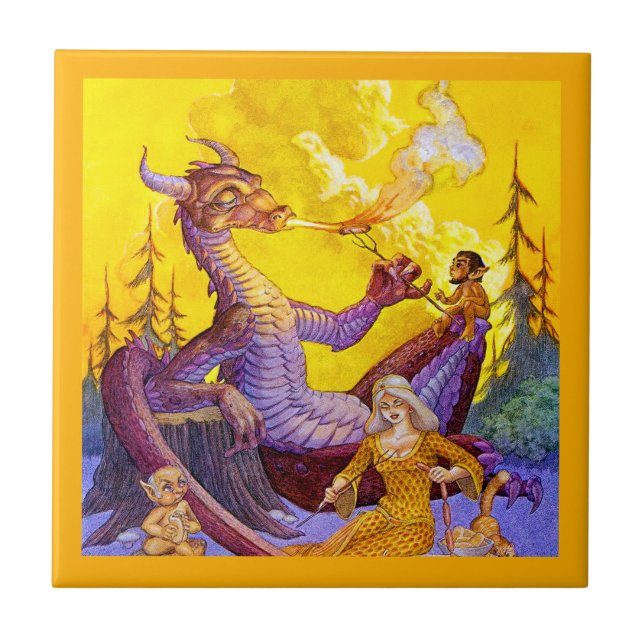 Dragon Cookout Ceramic Tile (Front)