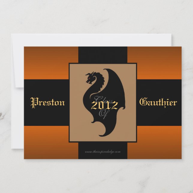 Dragon Crest Orange Senior Graduation Invitation (Front)