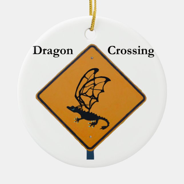 Dragon Crossing Ceramic Tree Decoration (Front)