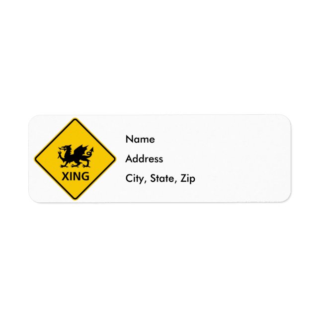 Dragon Crossing Highway Sign Return Address Label (Front)