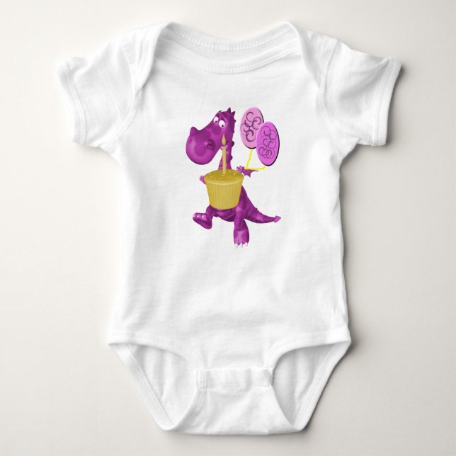 Dragon Cupcake And Balloons Baby Bodysuit (Front)