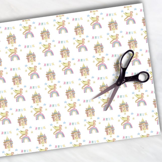 Dragon Cute Castle Magical mediaeval Funny Tissue Paper (Creator Uploaded)