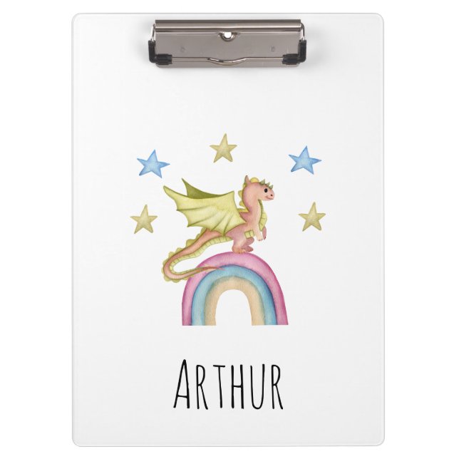 Dragon Cute Castle Magical Personalised Name Clipboard (Front)