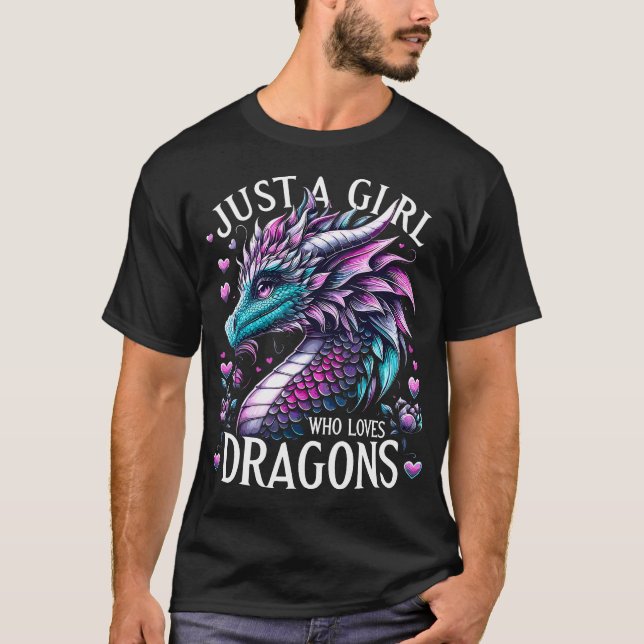Dragon Cute Just A Girl Who Loves Dragons T-Shirt (Front)