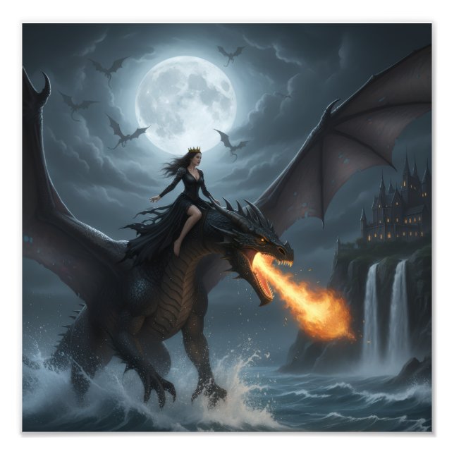 Dragon - Dark Queen rides Photo Print (Front)