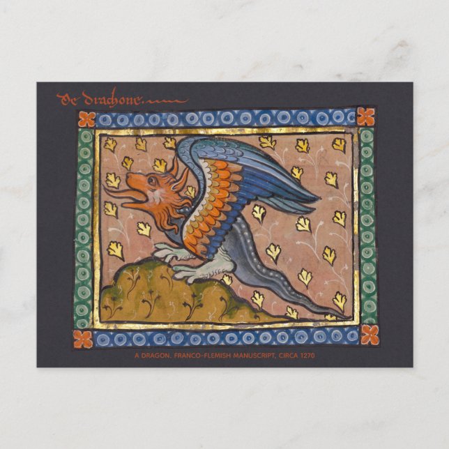 Dragon decorative gold leaf mediaeval CC0891       Postcard (Front)