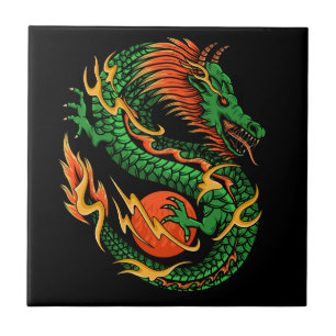 Dragon design illustration ceramic tile