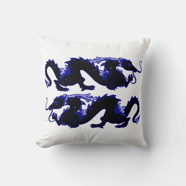 Dragon Dragon Black and Blue Cushion (Front)