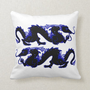 Dragon Dragon Black and Blue Cushion