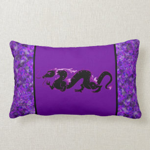 Dragon Dragon Black and Purple Lumbar Cushion
