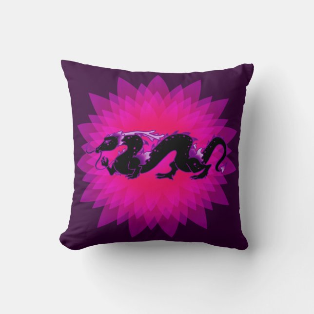 Dragon Dragon Black and Purple Starburst Cushion (Front)