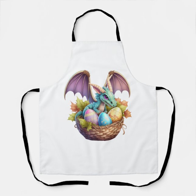 Dragon Easter Day Loves Collecting Easter Eggs Dra Apron (Front)