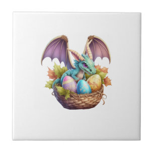 Dragon Easter Day Loves Collecting Easter Eggs Dra Ceramic Tile
