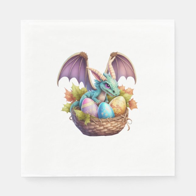 Dragon Easter Day Loves Collecting Easter Eggs Dra Napkin (Front)
