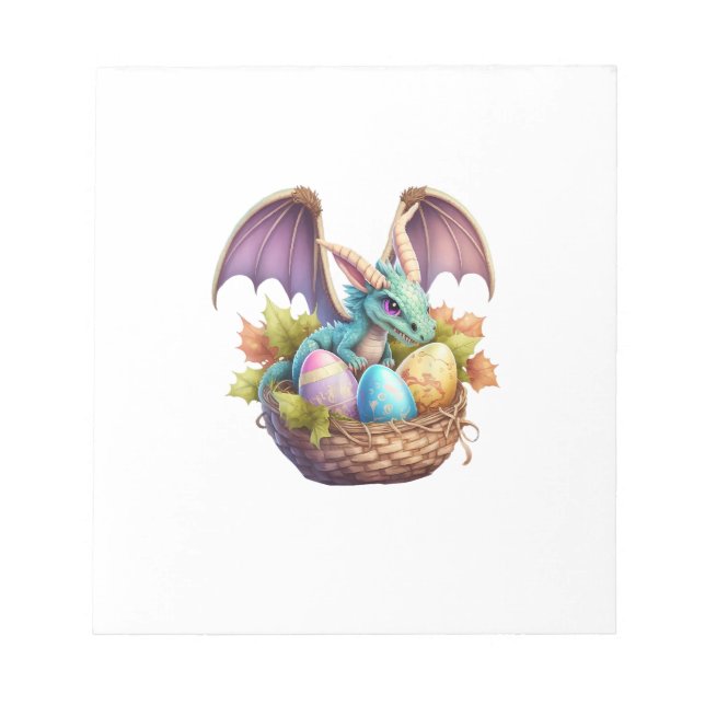 Dragon Easter Day Loves Collecting Easter Eggs Dra Notepad (Front)