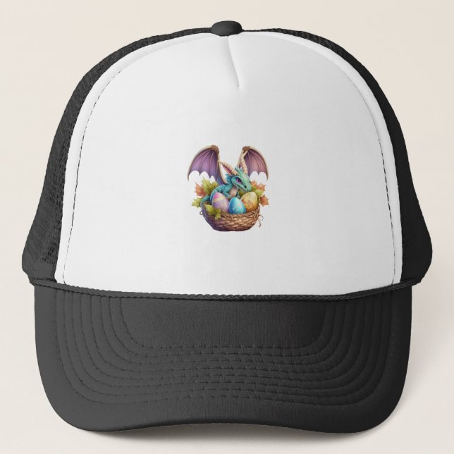 Dragon Easter Day Loves Collecting Easter Eggs Dra Trucker Hat (Front)